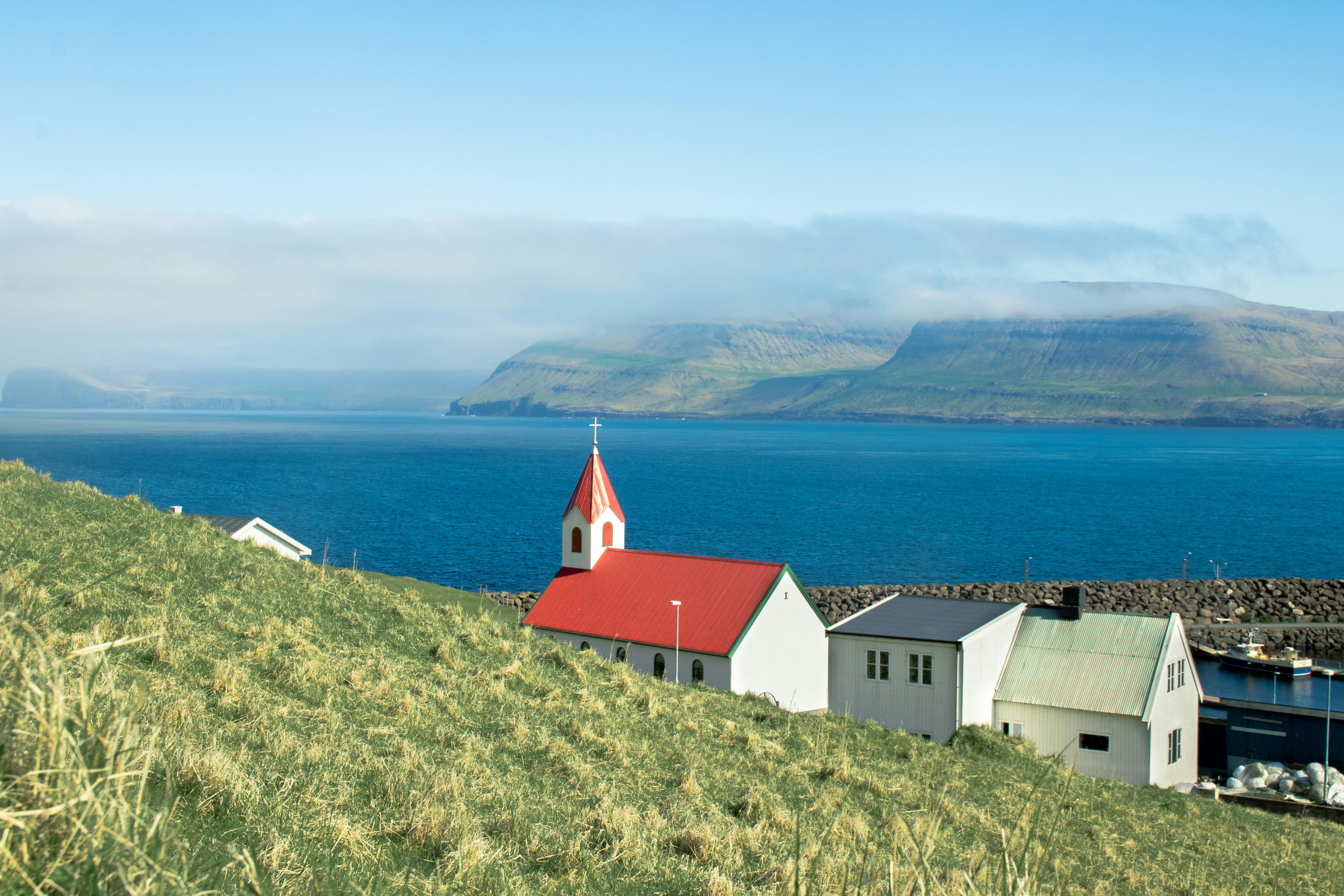 Faroe Islands under the low midnight-sun light